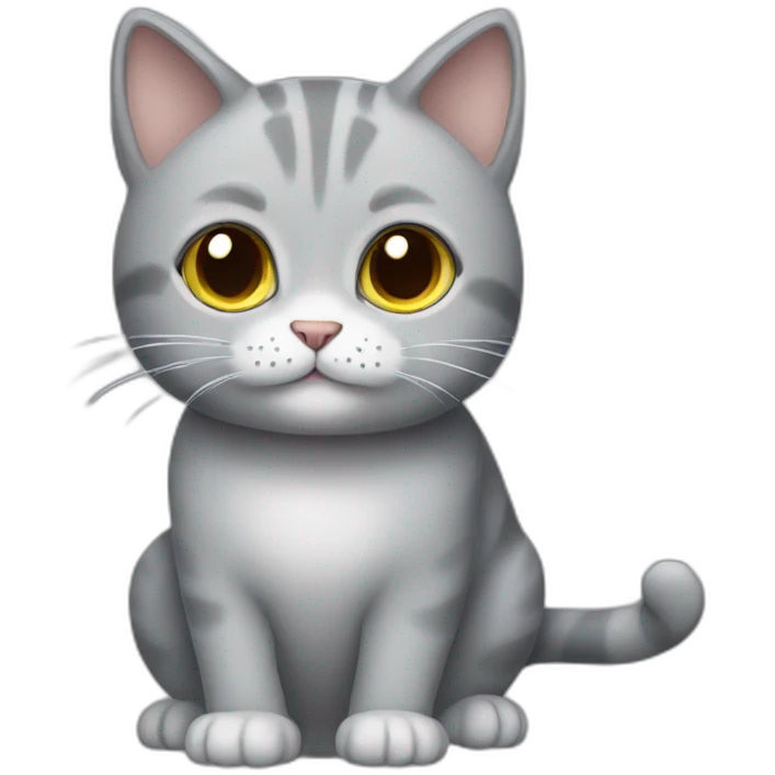Cute grey cat, not fat emoji