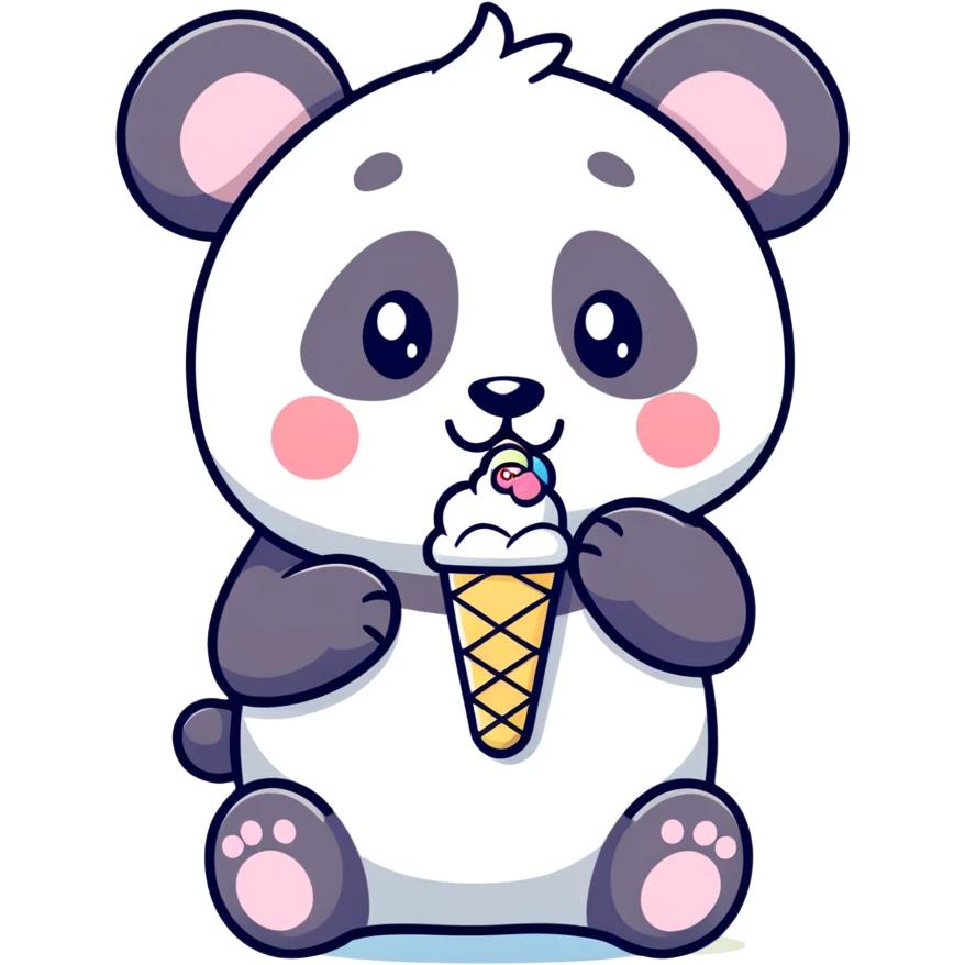 Panda eating ice cream emoji