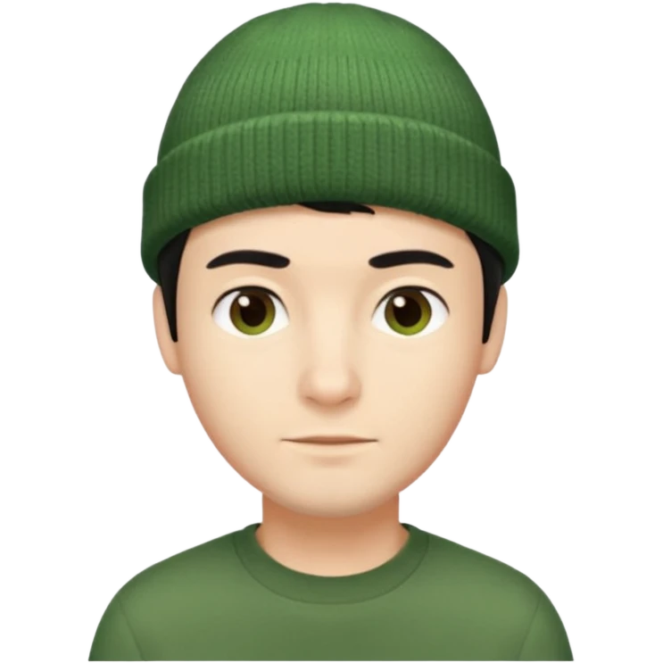 French man with short black hair wearing a green beanie emoji