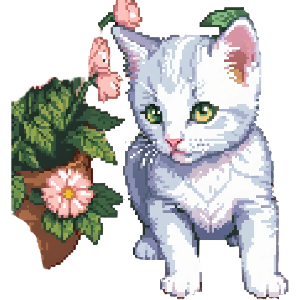 Kitten smells flowers emoji