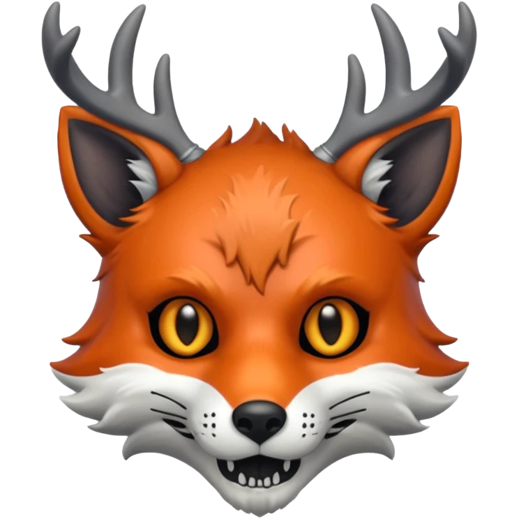 Fox with antlers and skull face emoji