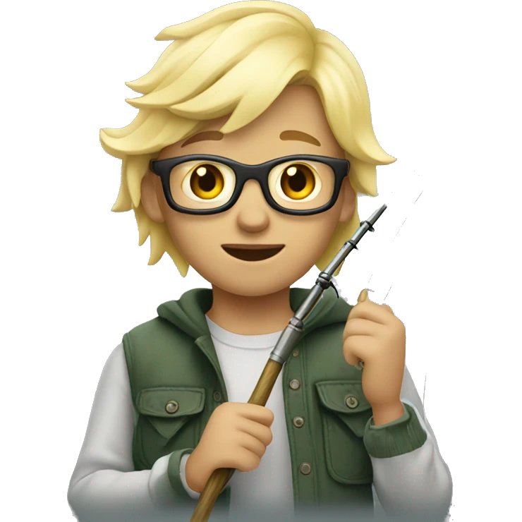cool blonde kid fishing emoji