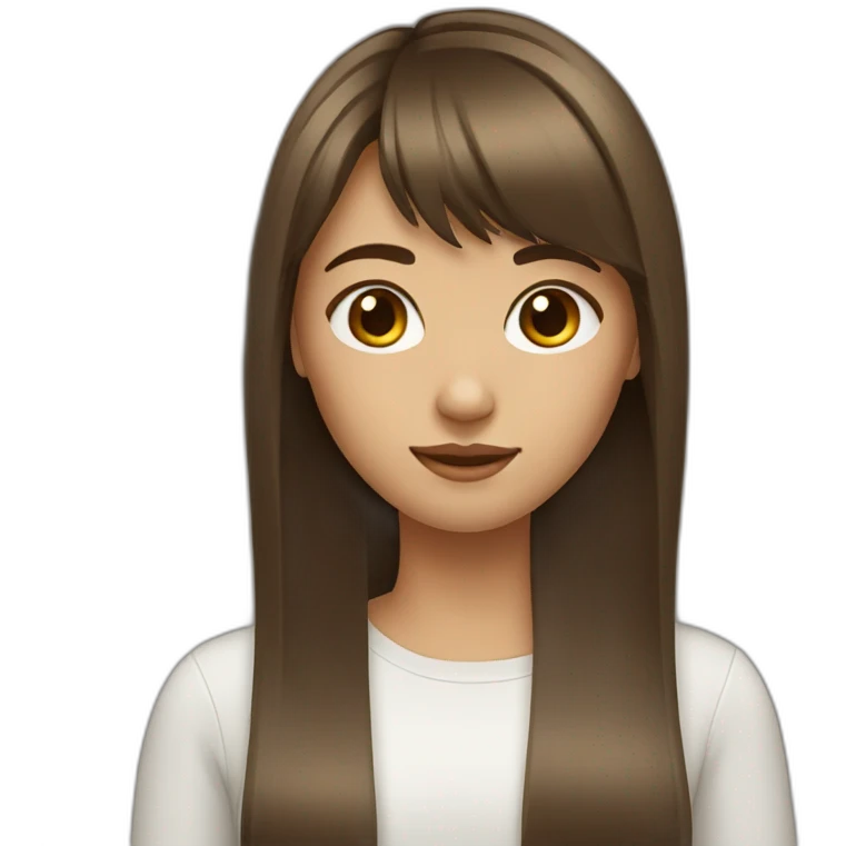 girl with brown straight long hair and bangs emoji
