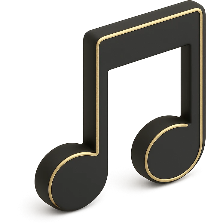minimalist music note icon with soft matte finish and antique gold details emoji