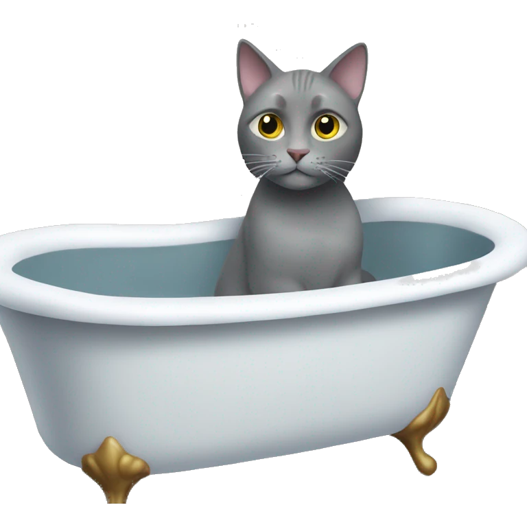grey cat in a white bathtub emoji