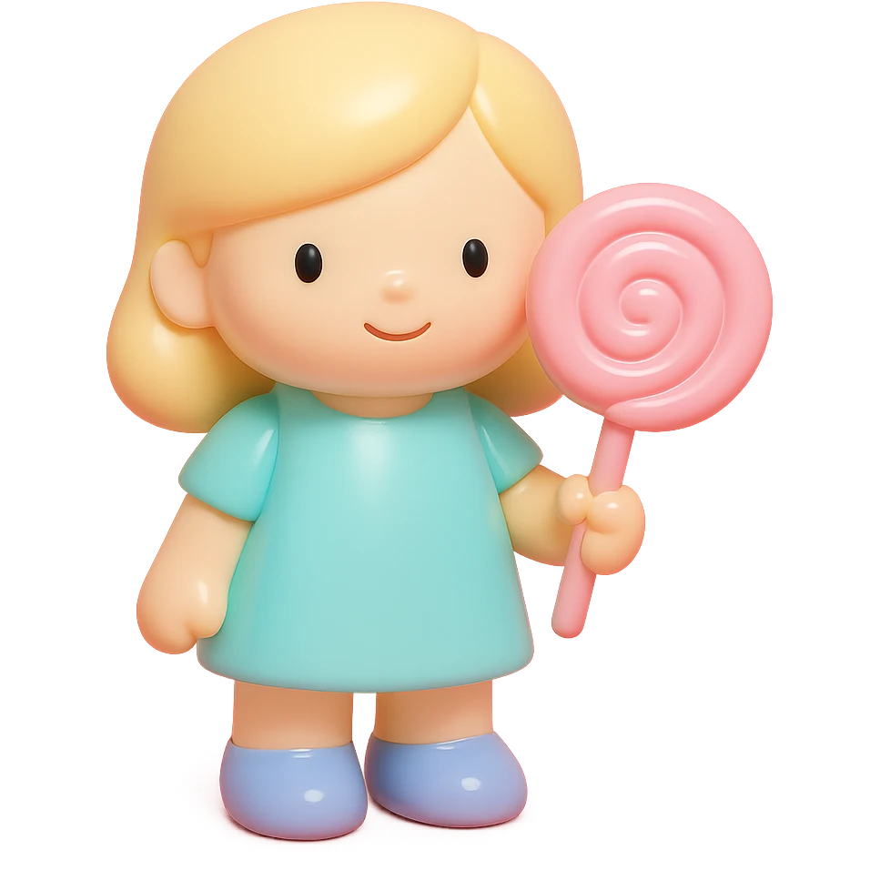 pink lollipop, vinyl figure style emoji
