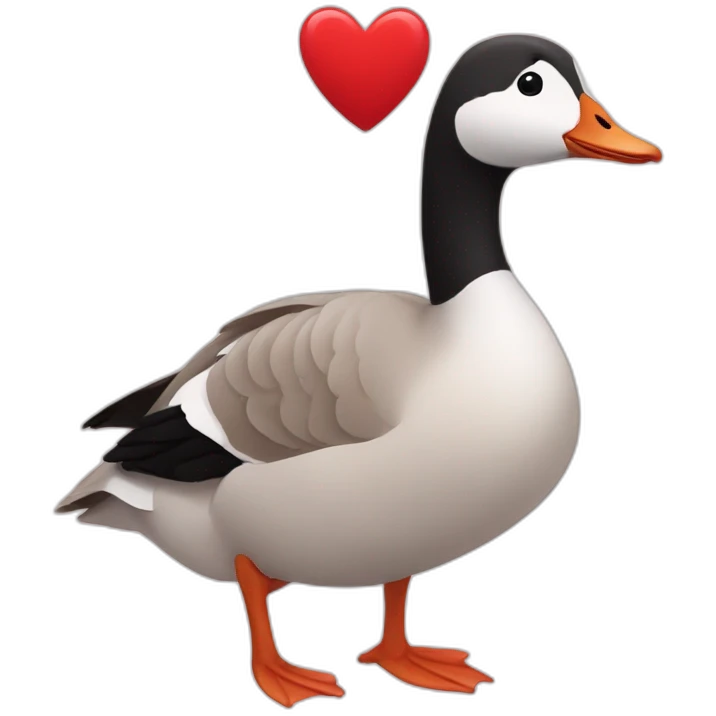 Goose with red heart emoji