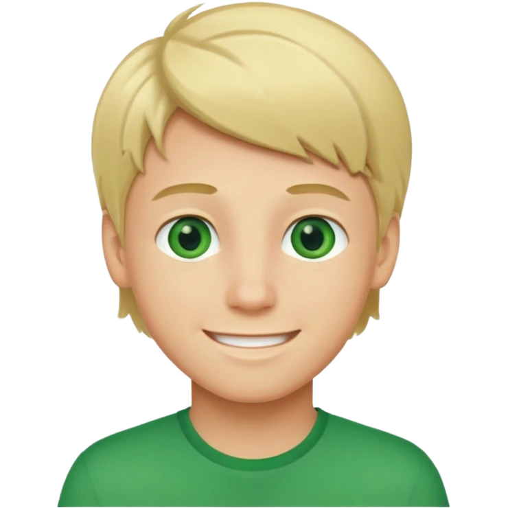 blond boy with green eye colour smiling emoji