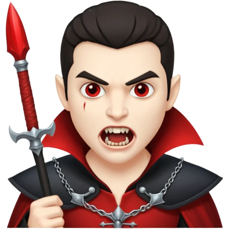 vampire guard with spear open mouth emoji
