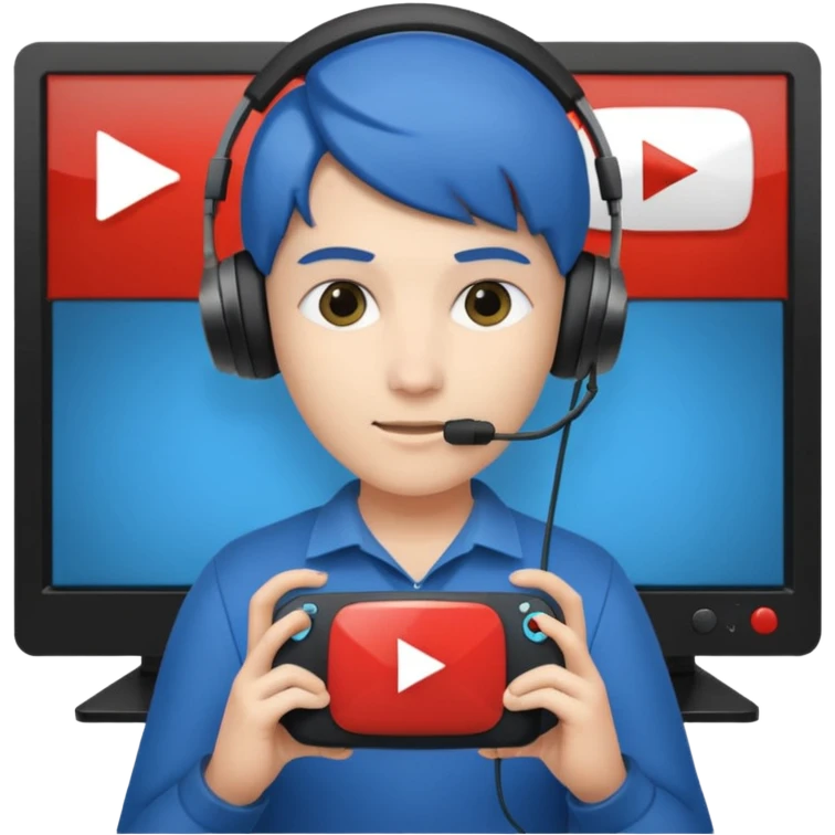 A person holding a YouTube play button in their gaming room emoji