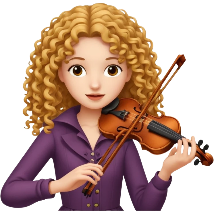 girl with curly very long hair playing violin emoji
