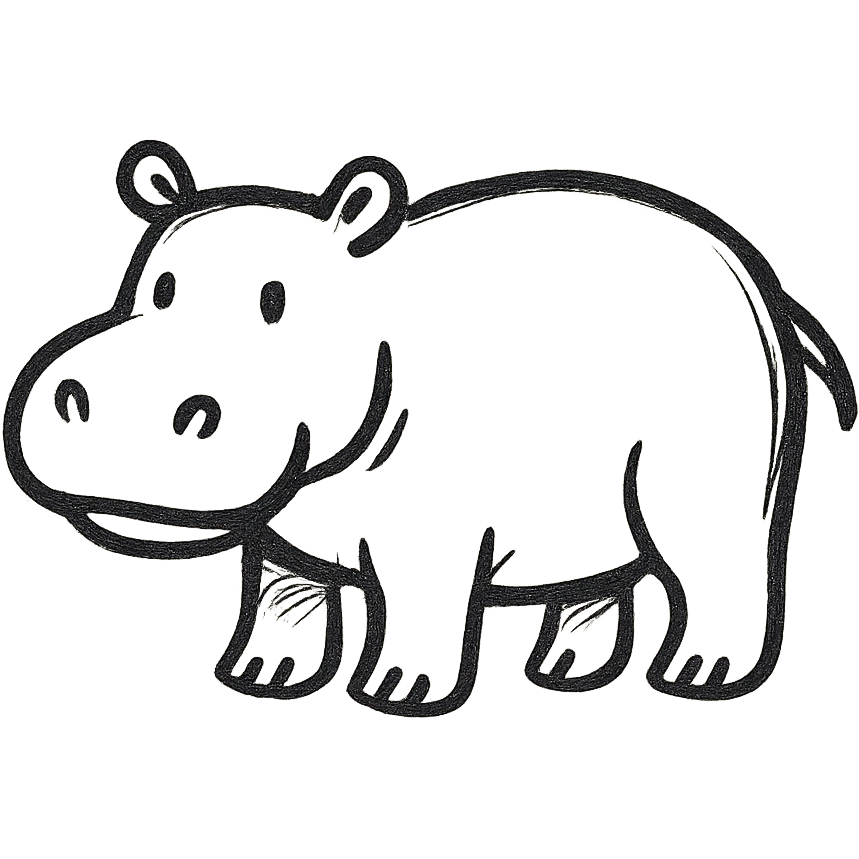 a hand drawn hippopotamus emoji