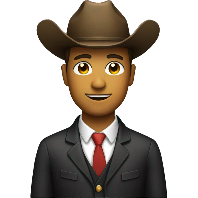 Man in a suit with a cowboy hat emoji