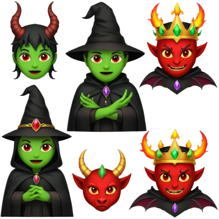Make emojis for a server called crimson fire dominion on discord Make them witch or demon themed emoji
