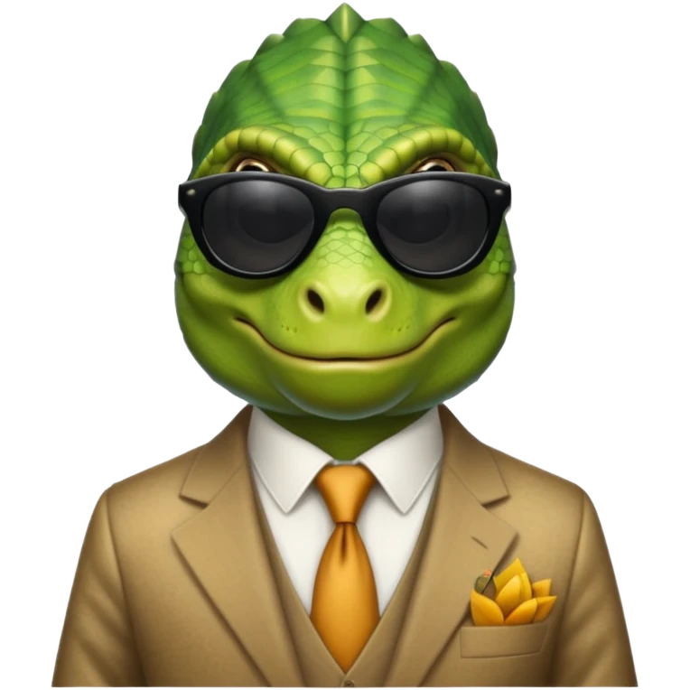 capitalist iguana banker godfather with black sunglasses emoji