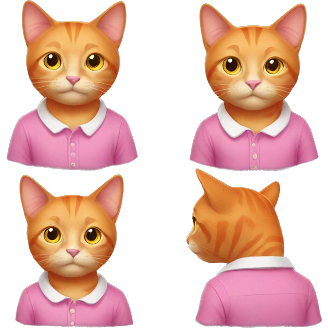 orange cat wearing a pink shirt emoji