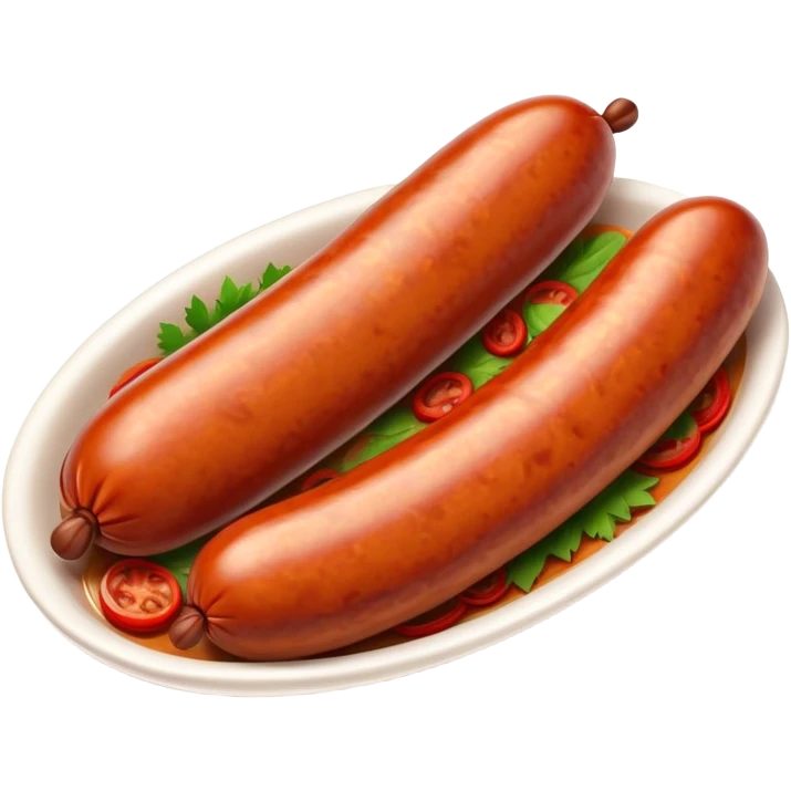 Chorizo Cinematic Realistic Chorizo Dish Emoji, depicted as a single, perfectly spiced sausage, rendered with rich textures and dynamic, appetizing lighting. emoji