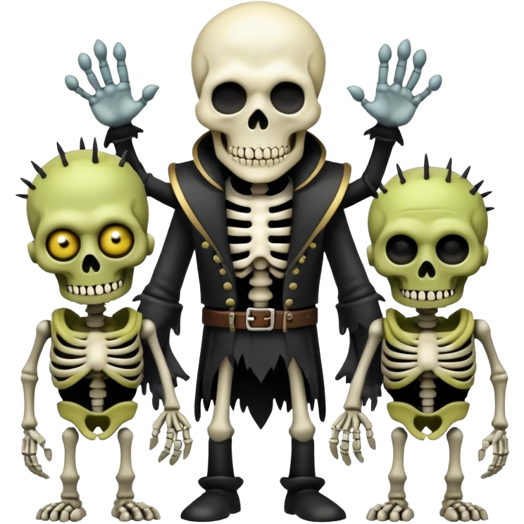 evil undead skeleton overlord with zombie minions emoji