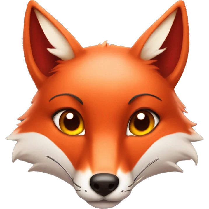 deep lush red fox face with tiny red heart instead of eyes emoji