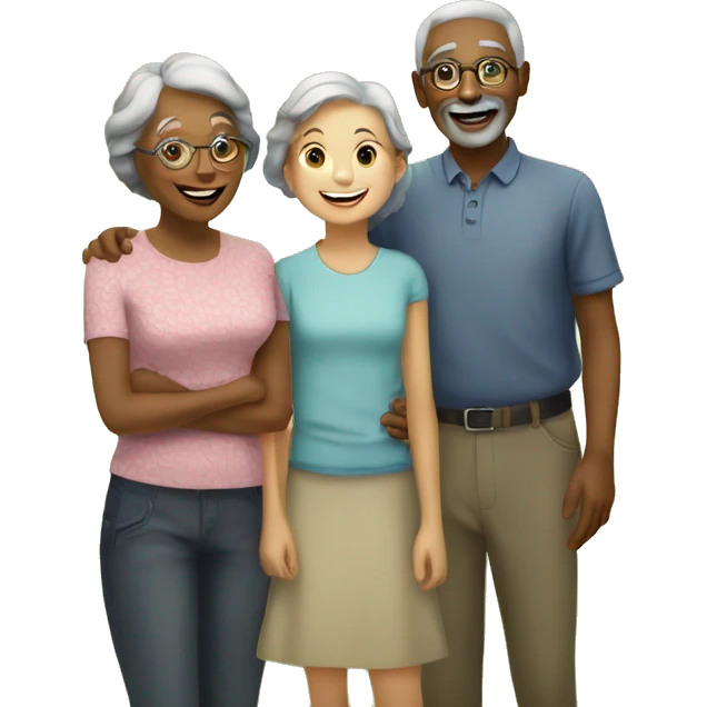 happy gathering under the trees grandparents and a girl emoji