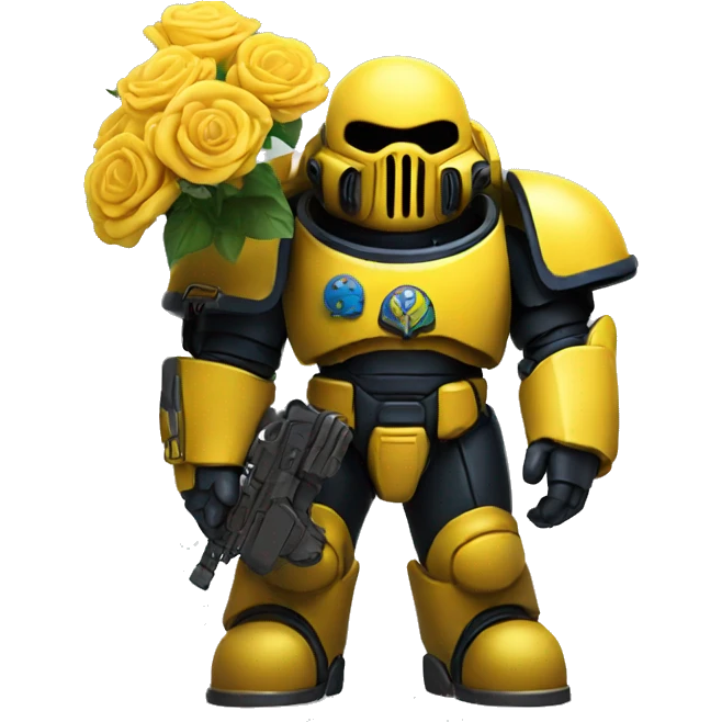 yellow spacemarine holding flowers  emoji