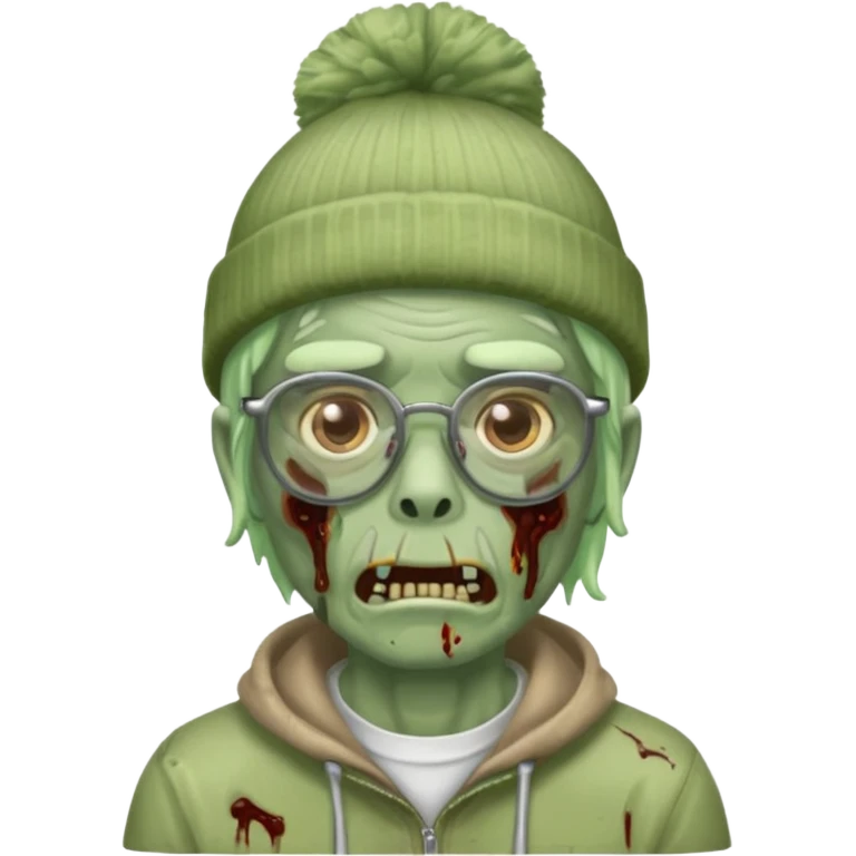 Hazme un zombie con gafas y un gorro de drip emoji