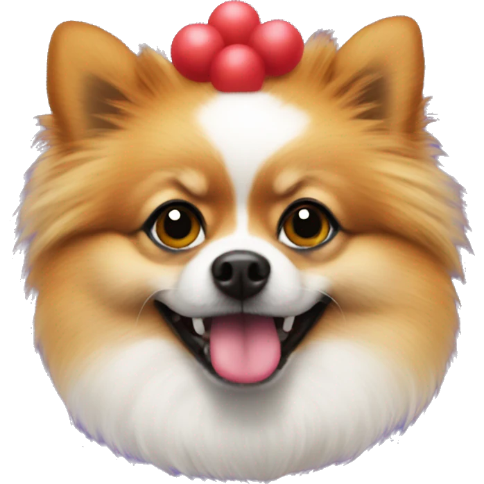 Pomeranian with clown makeup emoji