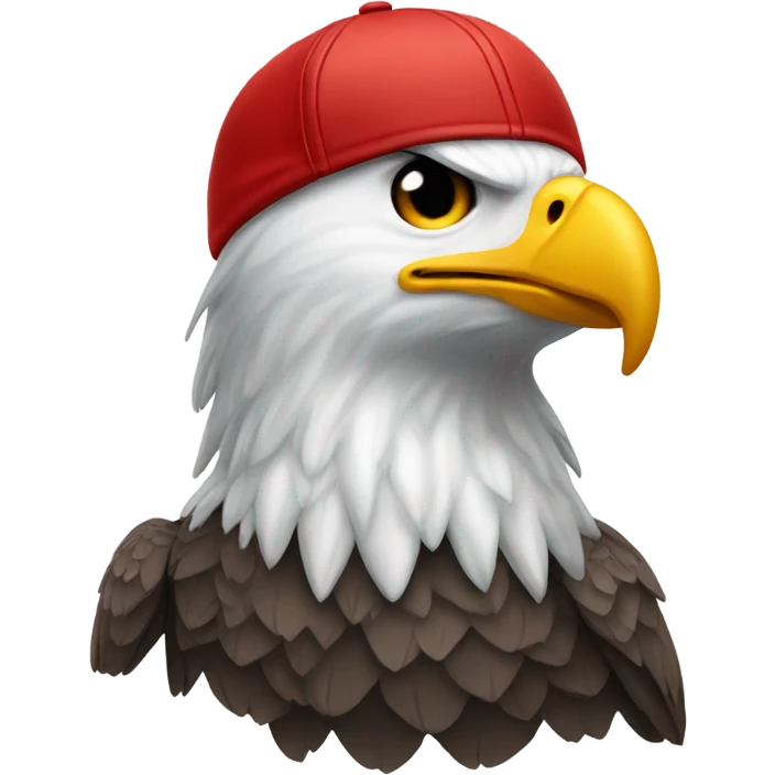 bald eagle wearing a red baseball cap emoji