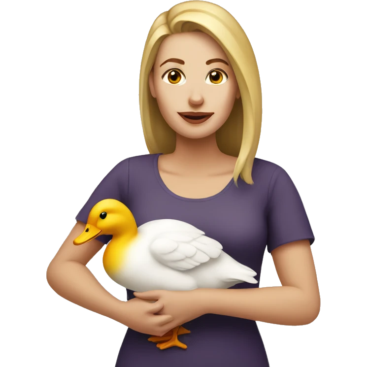 a white woman with a duck emoji