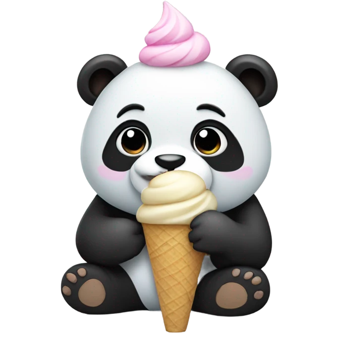 Panda eating ice cream emoji