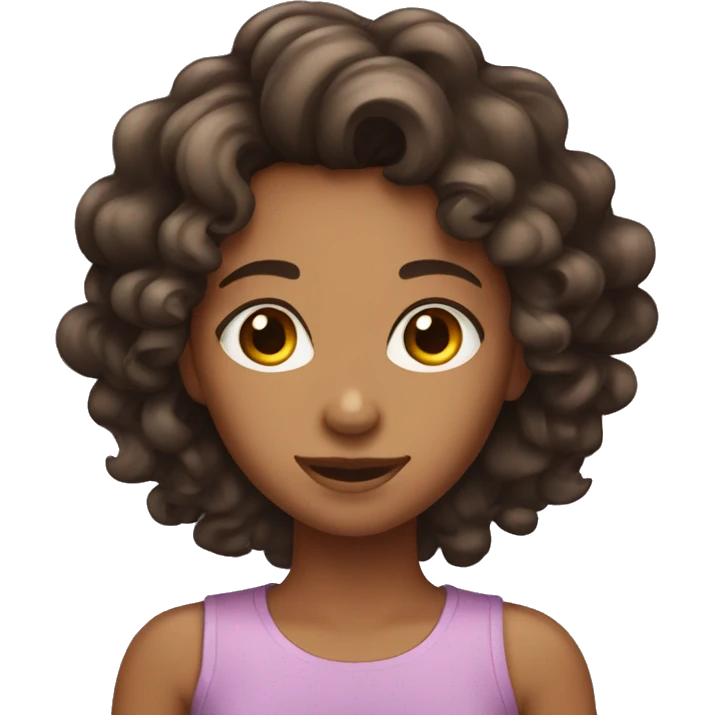 Girl with Tanned skin and curly dark brown hair  emoji