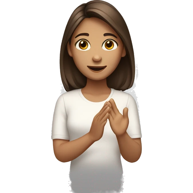 Girl with medium brown hair and brown eyes and tan skin  Clapping  emoji