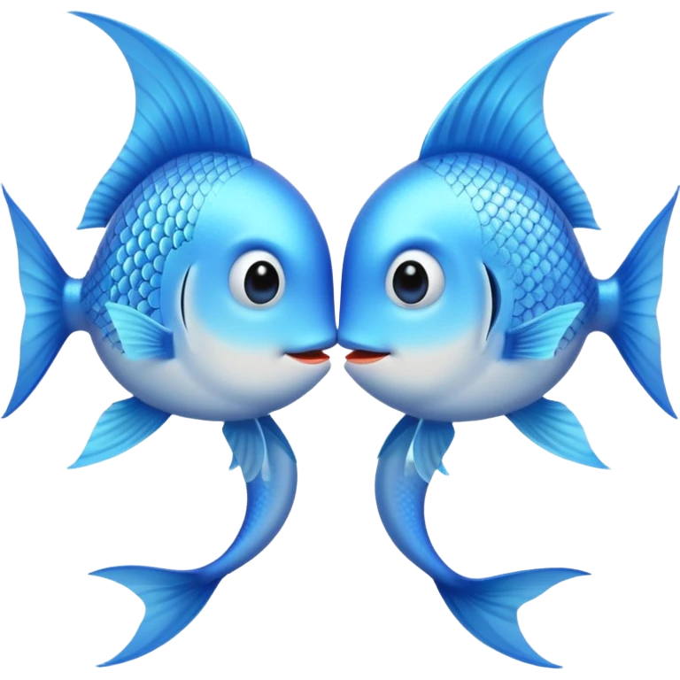two cuty pale blue fishes kissing emoji