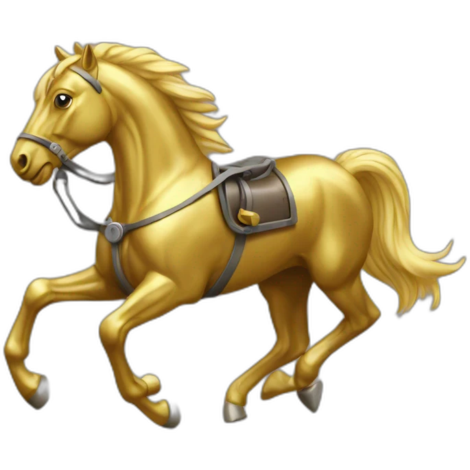 Mechanical golden running horse emoji