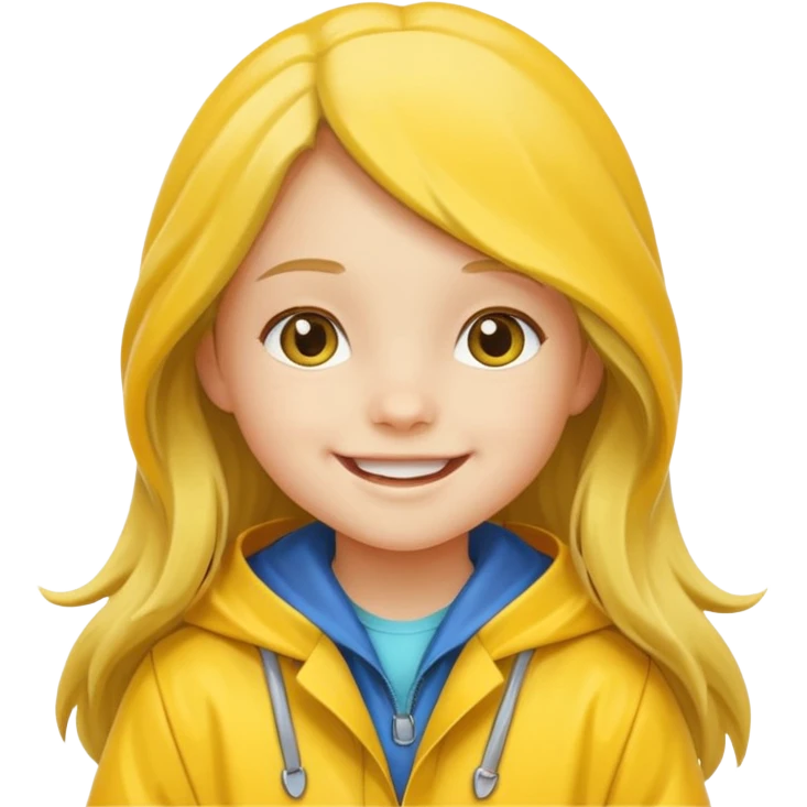 long haired girl kid with raincoat emoji