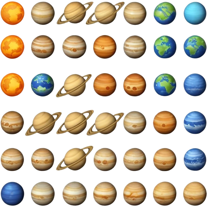 12 planets emojis I need a line for each planet mercury emoji