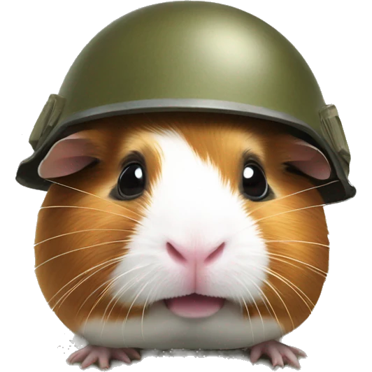 traumatised guinea pig with soldier helmet emoji