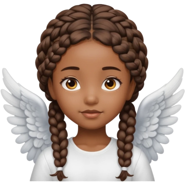black Cute Girl with Angel Wings and braided hair emoji