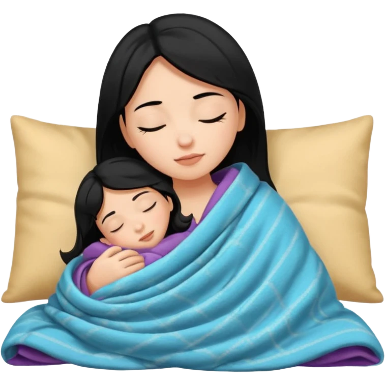 girl with black hair and light skin sleeping with blanket on emoji