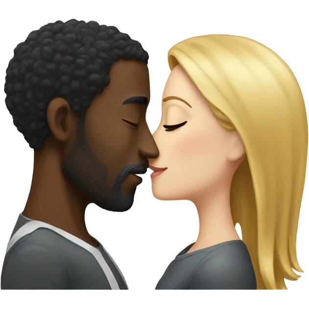 tall black guy kissing short white girl  emoji
