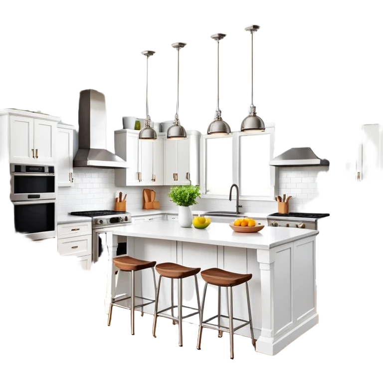 Modern kitchen with island and pendant lights emoji