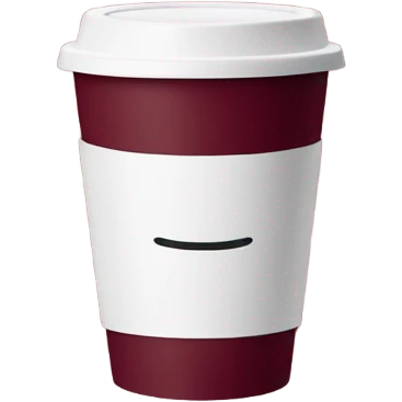Minimalistic aesthetic Burgundy takeaway cup with tea emoji