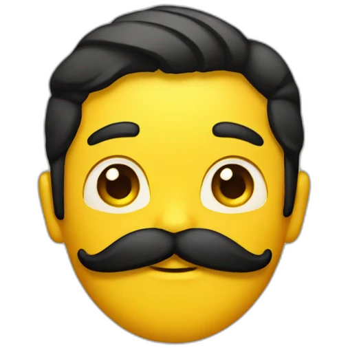 A yellow emoji with a mustache and black hair emoji