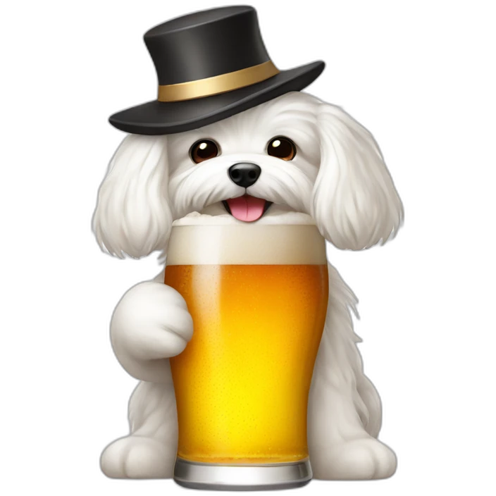 happy maltese with beer emoji