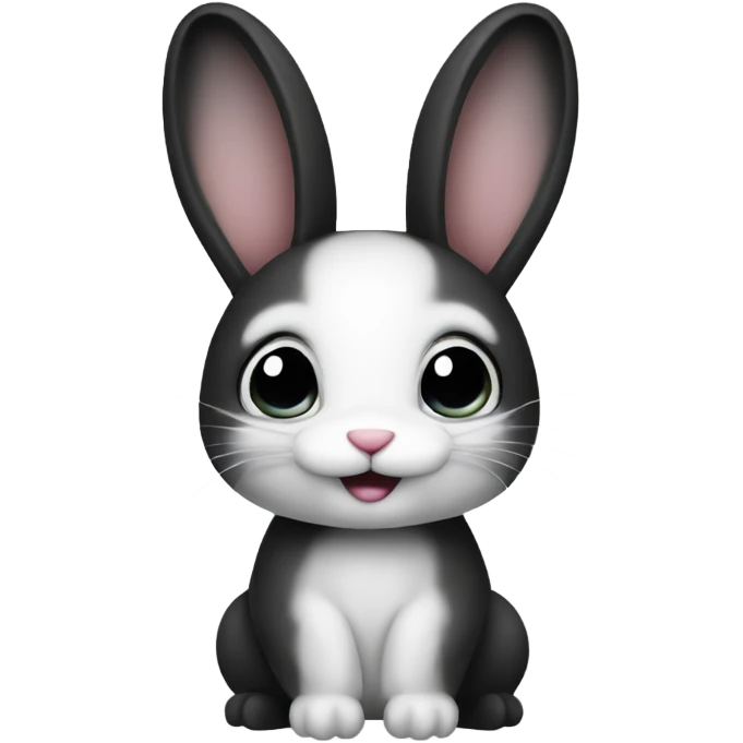 Bunny black and white with black ears  emoji