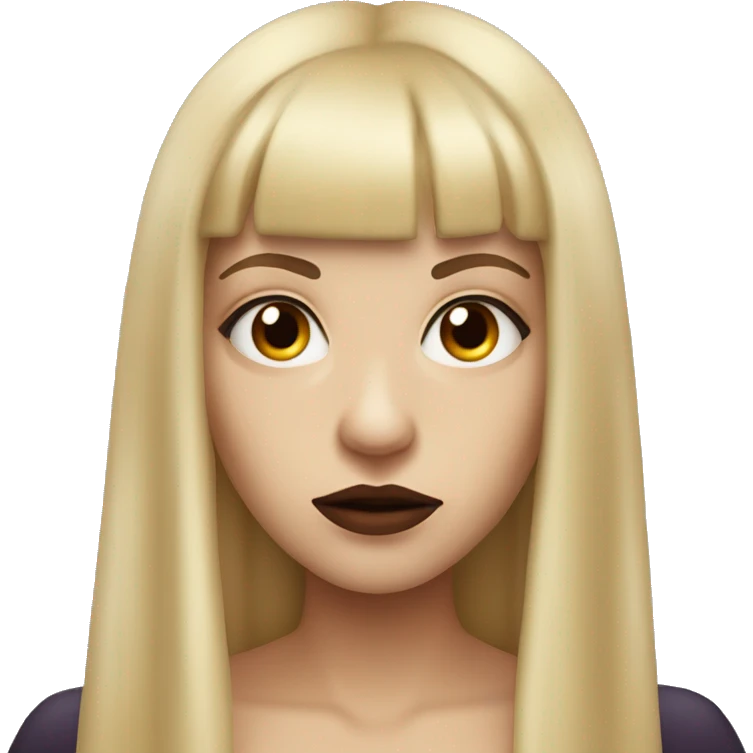 beautiful vampire woman with long blonde straight hair and bangs and hazel eyes serious expression emoji