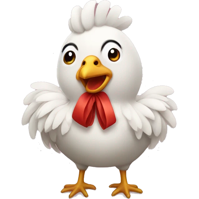 Chicken with bow emoji