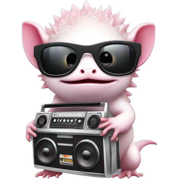 Axolotl with glasses and a boombox  emoji
