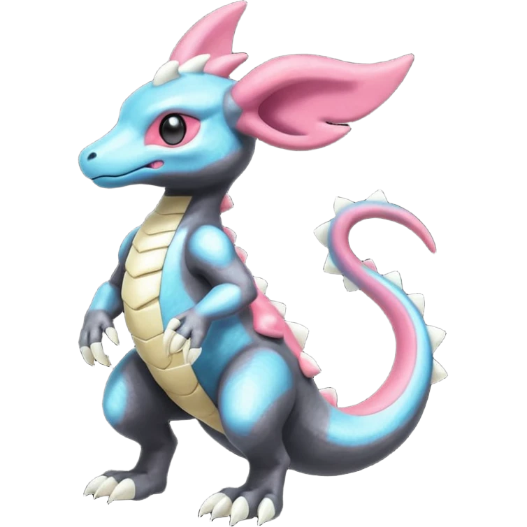Shiny Iridescent Dusknoir-Cubone-Salandit-Sylveon-Fakémon-hybrid-creature (full body)  emoji