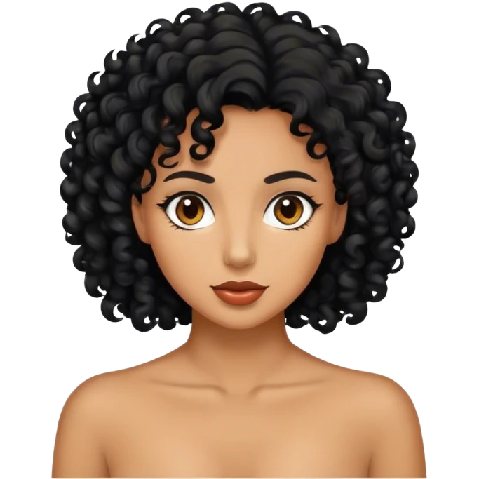 Mujer Trigueña con  pelo rizado negro  emoji